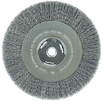 Weiler 36206 Wolverine 8" Crimped Wire Wheel, .014" Steel Fill, Wide Face, 5/8" Arbor Hole, Made in The USA - size: 8 Inch, style: 1" Face Width