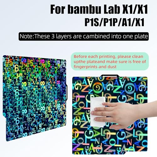 Build Plate 257x257mm - GOMENL Build Plate for Bambu Lab A1 P1P P1S P2S X1 X1C X1E 3D Printer, 3D Printer Spring Steel Removable Platform (Numbers + Letters) - color: Numbers + Letters
