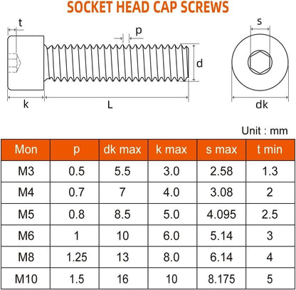 M6-1.0 x 25mm Socket Head Cap Screws Bolts, Grade 12.9 Alloy Steel Black Oxide, M6 25mmAllen Socket Drive, Machine Thread with Hex Spanner,20 PCS (M6X25) - size: M6X25mm