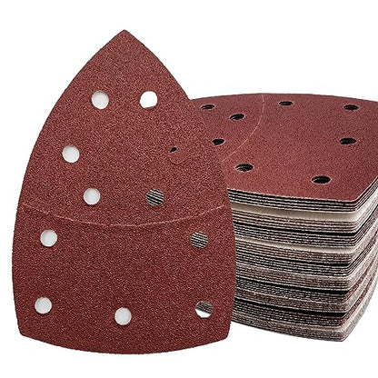 50 PCS Mouse Detail Sander Sandpaper, 80 Grit Palm Sander Sandpaper 11 Holes Hook and Loop Sander Pads Triangular Sanding Sheets Abrasive Sanding Paper for Mouse Sander - size: 80 Grit