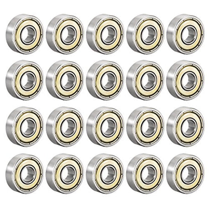 uxcell 607ZZ Deep Groove Ball Bearing Double Shield 607-2Z 80017, 7mm x 19mm x 6mm High Carbon Steel Z1 Bearings (Pack of 20) - size: 7mmx19mmx6mm