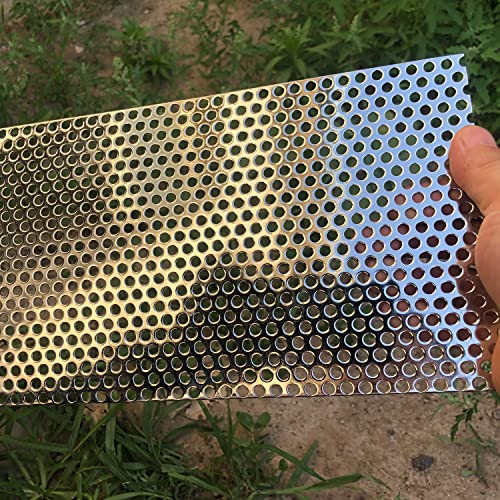 Perforated Metal Sheets-Expanded & Perforated Sheets-Perforated Stainless Steel Sheet-20GA 0.2" Hole （About 5mm） 11.8" X5.9"-Metal Mesh Sheet for Ventilation and Fume Filtration - size: Rectangle 11.8"x5.9"