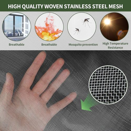KISKIS 304 Stainless Steel Woven Wire Mesh, Wire Mesh Window Screen Mesh, Prevent Mouse Mice Snakes Hornets Rodents Entering,Easy to Cut and Install (80x300CM31X118INCH) - size: 80x30CM31X118INCH