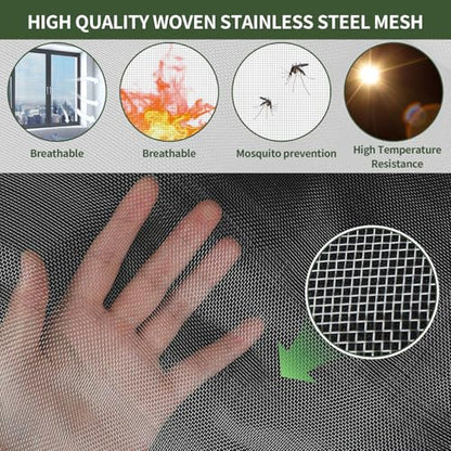 KISKIS 304 Stainless Steel Woven Wire Mesh, Wire Mesh Window Screen Mesh, Prevent Mouse Mice Snakes Hornets Rodents Entering,Easy to Cut and Install (80x300CM31X118INCH) - size: 80x30CM31X118INCH