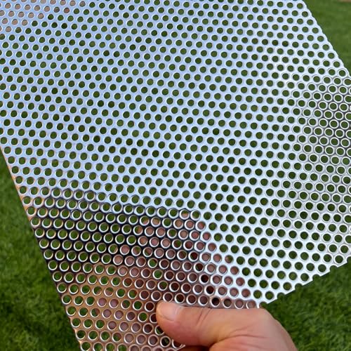 19 Gauge 16"x10" Perforated Metal Sheets Expanded Metal Mesh Opening 35% Hole 5mm 0.2"(About 1/5") Perforated Stainless Steel Sheet 304 Stainless Steel Mesh Screen Panel Decorati Plate - size: 16" X 10"