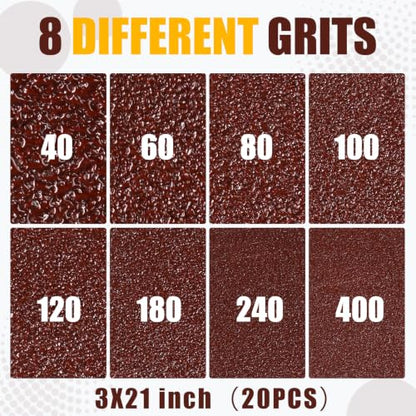3 x 21 Inch Sanding Belts, 20 Pcs 60 Grits Sander Paper - color: 60 Grit