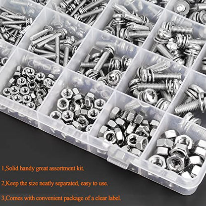 HELIFOUNER 510 Pieces Phillips Pan Head Machine Screws Nuts Washers Assortment Kit, Stainless Steel 304, Full Thread (M2 M2.5 M3 M4 M5 M6) - size: M2 M2.5 M3 M4 M5 M6