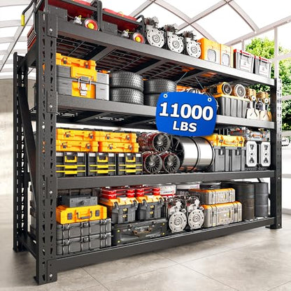 Bepatio 11000LBS Heavy Duty Garage Shelving, 4-Tier Adjustable Storage Shelves Metal Shelving, Industrial Shelf for Basement Warehouse Commercial Garage Shop, 72" H× 60" W × 24" D, Black - size: 60"W x 24"D x 72"H, 4-Tier