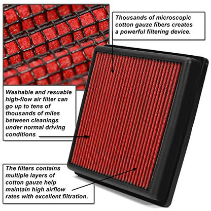 DNA Motoring AFPN-220-RD Clean Air Washable Drop In Panel Air Filter Enhance Engine Performance [Compatible with 02-20 Dodge RAM 1500/02-10 RAM 2500/02-10 RAM 3500/02-10 RAM PICKUP] - style: 02-20 Dodge RAM 1500