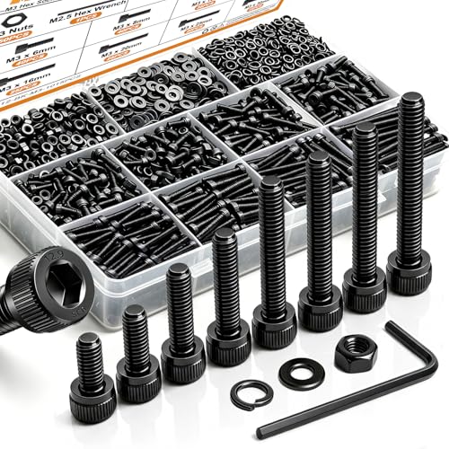 mankk 1015PCS M3 Screws Kit, Hex Socket Head Cap Screws - size: M3-1015PCS