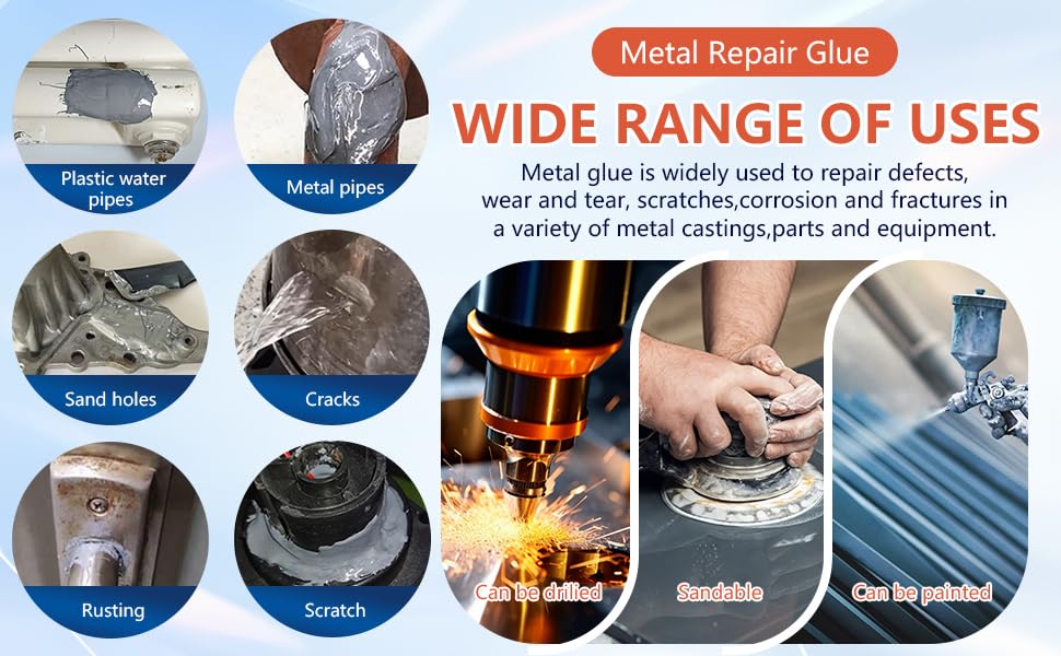 Strong FoundryGlue,HighTemperature ResistantCasting Repair, MetalRepair Glue, LiquidWelding Filler forMetal Defects andRepairs-ProfessionalAdhesive Designed forMetal, Plastic,Wood（2pcs）
