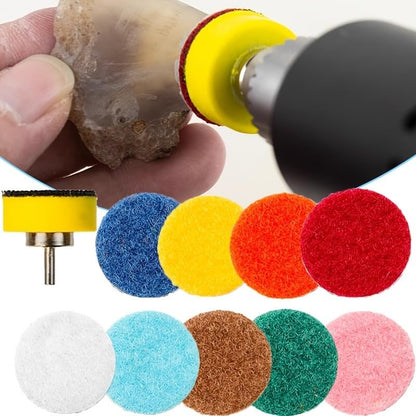 QTG 1" Wet Diamond Polishing Pads, 10Pcs 50#-3000#, Hook & Loop 3mm Shank