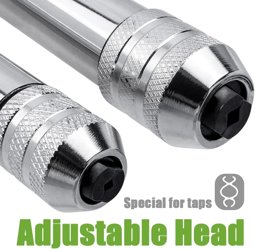 2Pcs Ratchet T Handle Tap Wrench, Adjustable T Bar Handle Holder Ratcheting Wrench for Metric M3-M8 / M5-M12 Thread Screw Taps