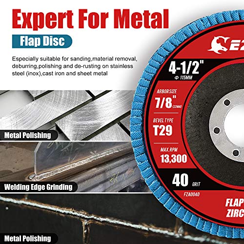 EZARC Zirconia Flap Discs 80 Grit, 4-1/2 x 7/8-Inch, Type 29, 50-Pack - size: 80 GRIT (50 pcs), style: Standard Version