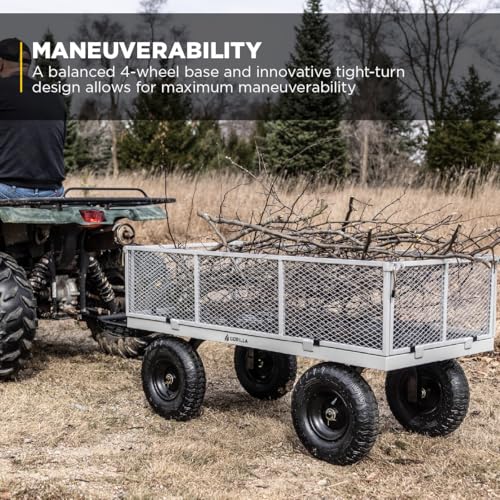 Gorilla Carts Steel Utility Garden Cart, 1000 lb. Capacity, Gray - color: Gray