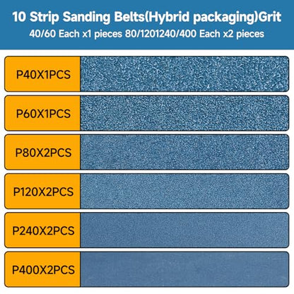 10-Piece Premium 4 x 24 Inch Zirconia Sanding Belts 40-400 Grit - color: Mix Grit, size: 4x24 Inch