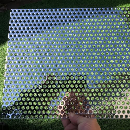 Perforated Metal Sheets 19 Gauge 16"x12" Expanded Metal Mesh Opening 1/3" 0.32inch (About 8mm) Perforated Stainless Steel Sheet 304 Stainless Steel Mesh Screen Panel Decorative - size: 16"x12"