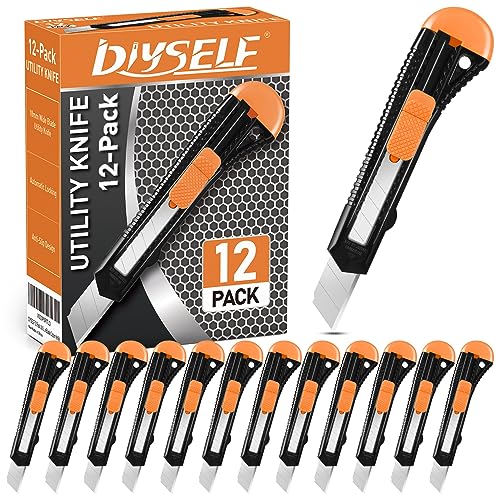 DIYSELF 12 Pack Box Cutter Retractable, 18mm Snap-Off Utility Knife - size: 12-Pack
