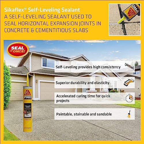 Sikaflex Self Leveling Polyurethane Sealant, Gray | Accelerated Curing | For Concrete Joints | 29 fl. oz | Pack of 2 - color: Gray, size: 29 fl. oz (Pack of 2)