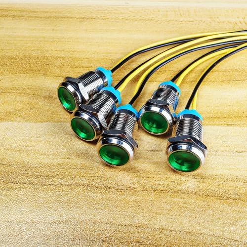 Gebildet 5pcs 10mm LED Metal Indicator Light 110V-220V AC Waterproof Signal Lamp (Green) - color: Green 110V