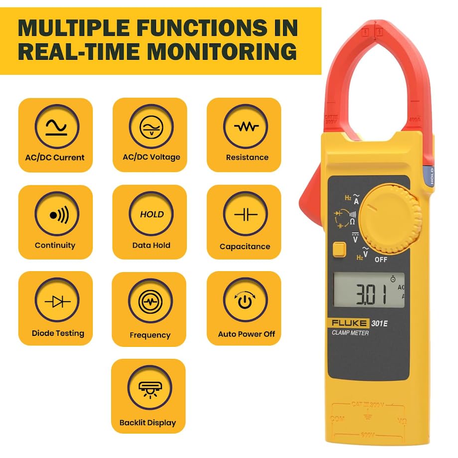 Fluke 301E Digital Clamp Meter, Pack of 1