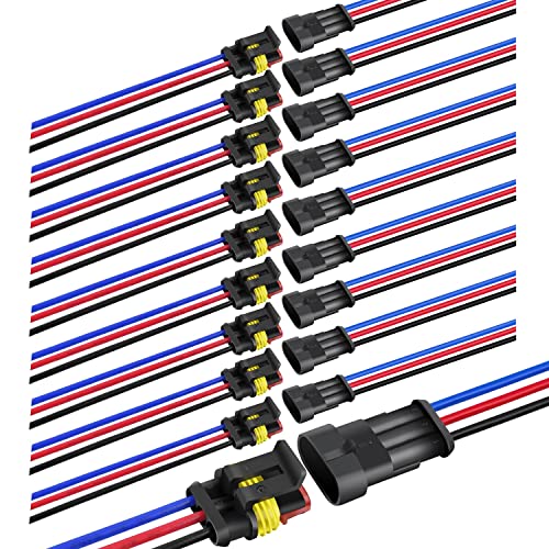 Nilight 10 Pack 3Pin Electrical Wire Connectors Male and Female Plug Socket - size: 3Pin Wire Harness 10Sets