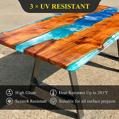 TAKIMO 1 Gallon 3× UV Resistant Epoxy Resin Kit - Ultra Clear Non-Yellowing Formula for Art & Furniture - High Gloss Table Top & Coating - 1:1 Ratio, 128oz (Pack of 2) - size: 128 Fluid Ounces (Pack of 2)