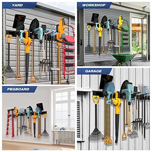 Sttoraboks Garage Tool Storage Rack, Heavy Duty Garage Storage Organizer Rack System Wall Mounted Tool with 12 double hooks, 4 rails Garden Tool Rack - size: 68inch 4 panels+12 hooks