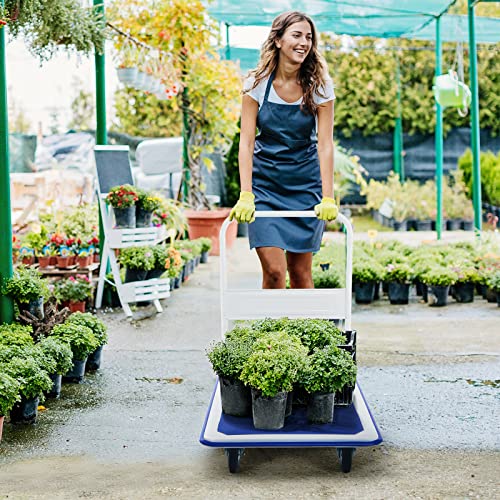 IRONMAX Foldable Push Hand Dolly with Swivel Wheels, 330 LBS Load Capacity - style: Blue+White 330lbs
