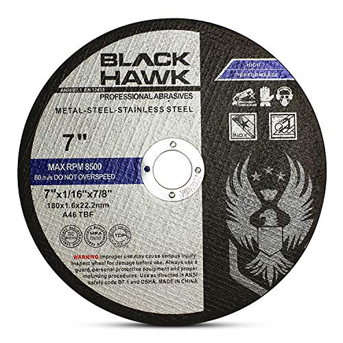 BHA 7" x1/16 x7/8" Cut-Off Wheels for Metal & Stainless - 25 Pack - size: 7” x 1/16” x 7/8”