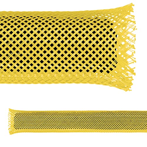 Electriduct 1/4" PET Expandable Braid Sleeving Flame Retardant Flexible Wire Mesh for Cord Management and Cable Protection - 25 Feet - Yellow - color: Yellow, size: 0.25 Inch - 25 Feet
