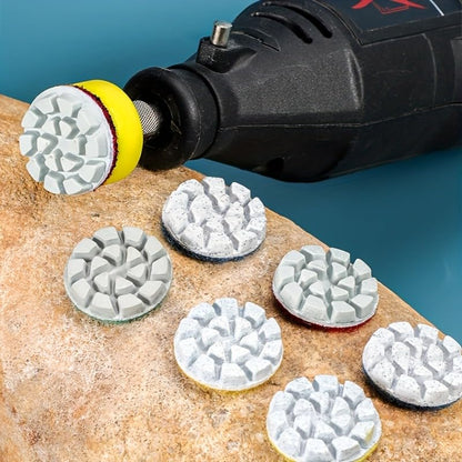 QTG 1" Wet Diamond Polishing Pads, 10Pcs 50#-3000#, Hook & Loop 3mm Shank