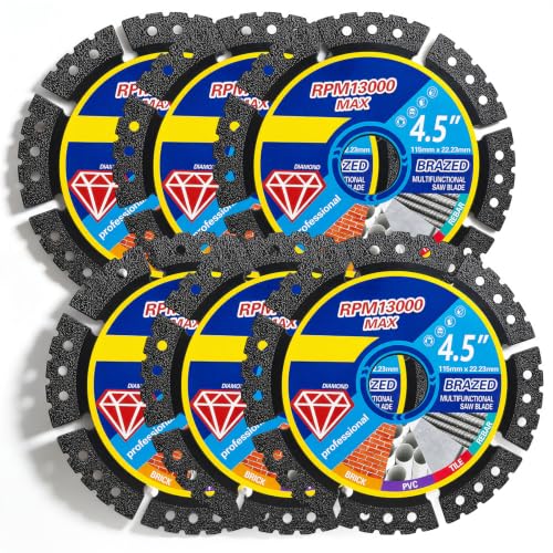 6 Pack 4.5" Diamond Blades discos para cortar Ceramica （2026 Upgraded）
