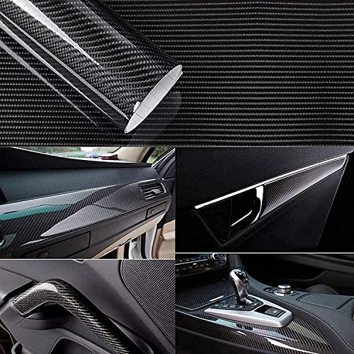 Lypumso High Gloss Black 6D Carbon Fiber Wrap, 1ft x 10ft Car Wrap Film with Air Release Technology, Self-Adhesive Vinyl for Car Interior, Exterior & DIY Projects - color: Black, size: 1ft x 10ft