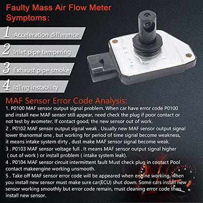 Mass Air Flow Meter Sensor - Compatible with Buick, Chevrolet, Oldsmobile & Pontiac 1997-1998, Replaces OE 19112538