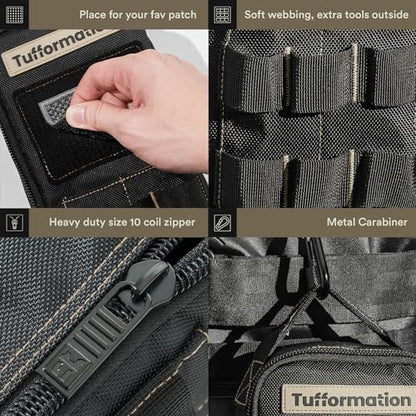 Tufformation Heavy Duty Small Tool Bag Pouch, Utility Organizer Case - color: Black