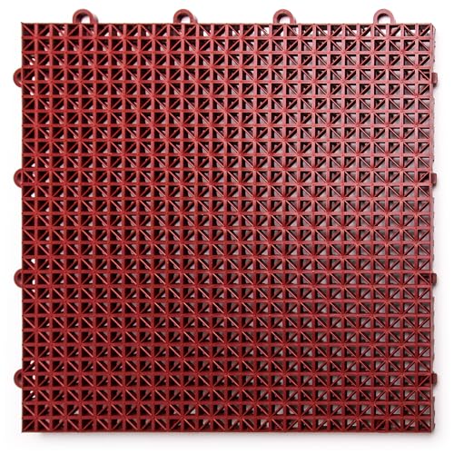 SnapLock DuraGrid 12"x12" Interlocking Deck Tiles, 40 Pack, Brick Red - color: Brick Red, size: 40 Pack