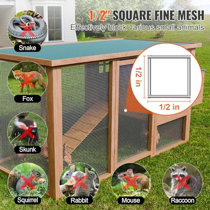 VEVOR Hardware Cloth, 1/2 inch 24in x 100 ft 19 Gauge, Hot Dipped Galvanized Wire Mesh Roll, Chicken Wire Fencing, Wire Mesh for Rabbit Cages, Garden, Small Rodents - size: 24'' x 100'