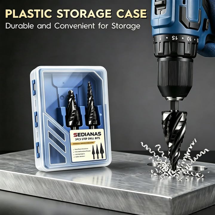 3PCS Step Drill Bit Set - Titanium Four Spiral Flute HSS Step Bit - color: 3PCS Four Spiral-NEW