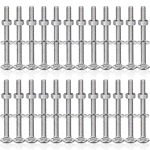 Zonon 25 Sets 1/4-20 x 3 Carriage Bolts and Nuts Kit,Silver - color: Silver, size: 1/4-20 x 3"