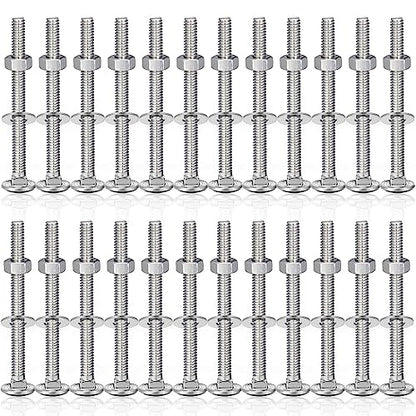 Zonon 25 Sets 1/4-20 x 3 Carriage Bolts and Nuts Kit,Silver - color: Silver, size: 1/4-20 x 3"