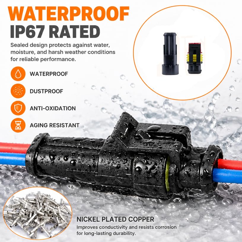 2 Pin Waterproof Electrical Connectors 10 Kit 2 Wire Connectors - size: 2p