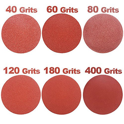 HIFROM 5 Inch Sanding Discs NO-Hole Hook and Loop 40 Grit Sandpaper Aluminum Oxide Random Orbital Sander Pads (60-Pack) - size: 40 Grit, 60pcs