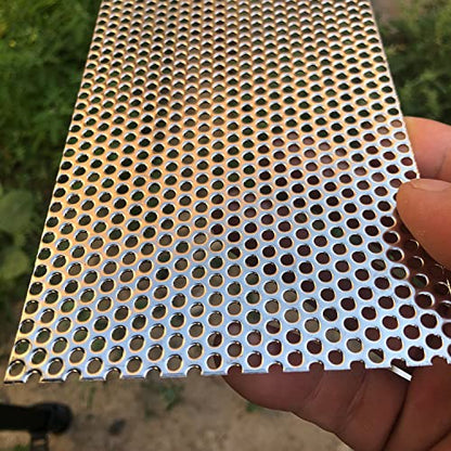 19 Gauge Perforated Metal Sheets 7.8"x3.9" Expanded Metal Mesh Opening 32% Hole 3mm 0.12"(About 1/8") Perforated Stainless Steel Sheet 304 Stainless Steel Mesh Screen Panel Decorati Plate - size: 7.8" X 3.9"
