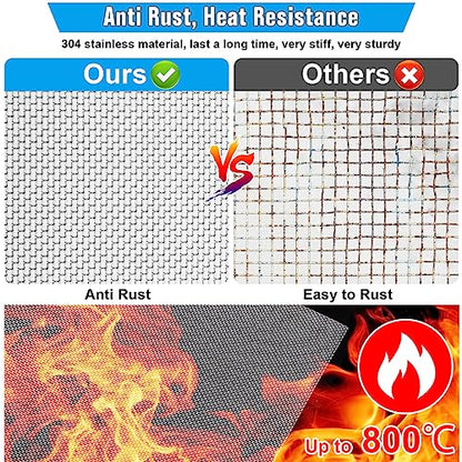Valchoose 4PACK Stainless Steel Woven Wire Mesh Never Rust 11.8"X8.2" - size: 11.8"X8.2"(300X 210mm)