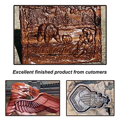 SpeTool Tapered Ball Nose End Mill 1/4" Shank with 1/32" Cutting Radius for 3D Carving Engraving Router Bit, ZrN Coated - size: Dia.=1/16