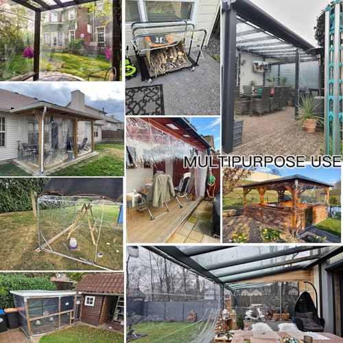 LC&QS Clear Tarps Heavy Duty PVC, Transparent Tarp Durable Waterproof Dustproof Windproof, Tarpaulin with Grommets & Ropes for Greenhouse, Patio, Garden, Pavilion, Chicken, Porch, Outdoor（12' x 12'） - size: 12' x 12'（3.6x3.6m）