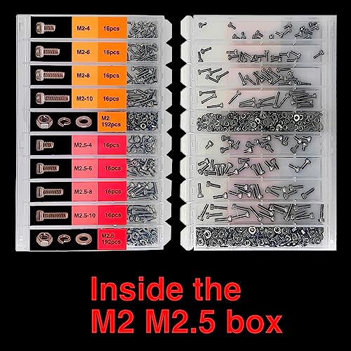 EEEEE 982pcs M2 M2.5 M3 M4 M5 M6 Hex Socket Cap Screws Head Cap Screws 304 Stainless Steel Nut Bolt Kit Screw Assortment Set with Machine Assorted Washer Small Spring Washer and Nut Set - size: M2 M2.5 M3 M4 M5 M6 982 pieces