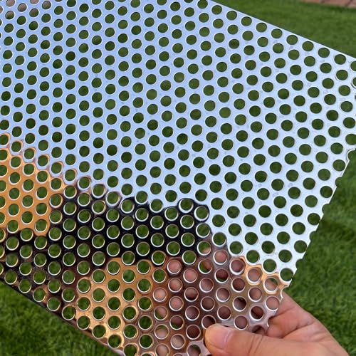 19 Gauge Perforated Metal Sheets 16"x10" Expanded Metal Mesh Opening 40% Hole 8mm 0.32"(About 1/3") Perforated Stainless Steel Sheet 304 Stainless Steel Mesh Screen Panel Decorati Plate - size: 16" X 10"