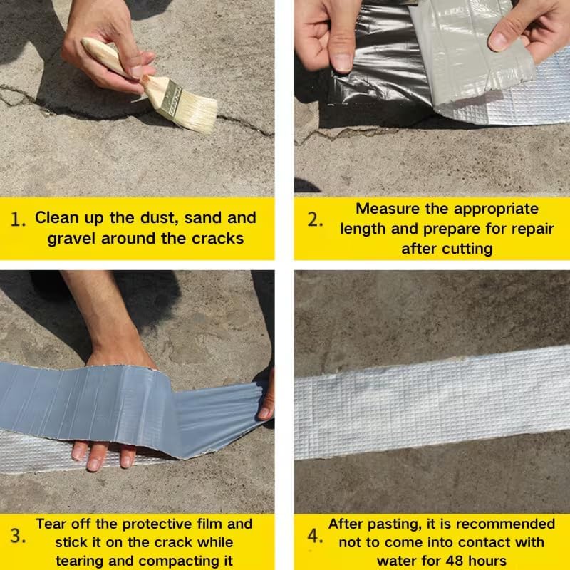 Butyl Sealant Tape RV Roof Repair Tape 0.16ft × 3.28ft, Waterproof Aluminum Foil Sealing Tape for Camper Trailer Boat Leak Patch, UV Resistant Weatherproof Roof Window Pipe Sealing, Silver White